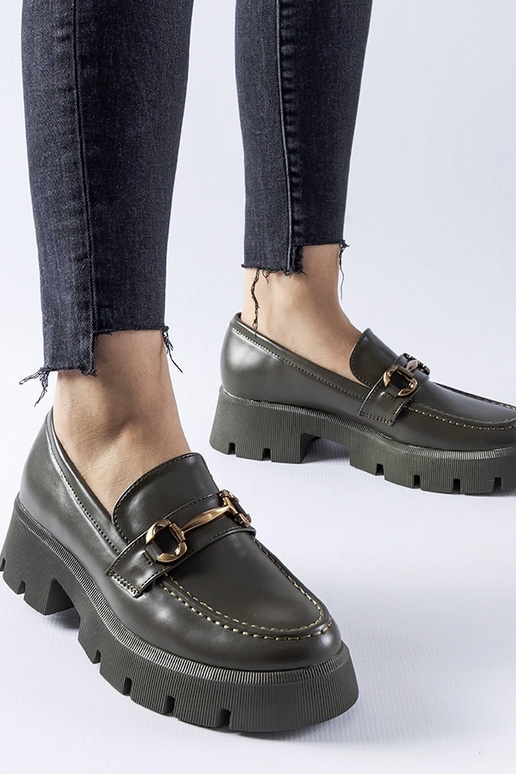 Grüne Slipper mit Schnalle Cerzeto