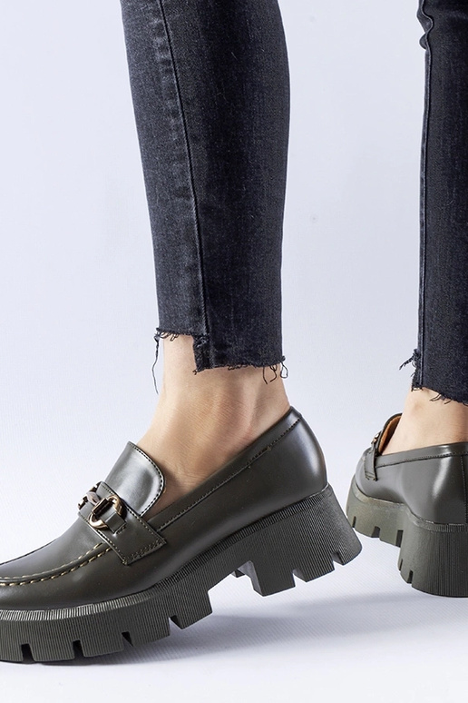 Grüne Slipper mit Schnalle Cerzeto