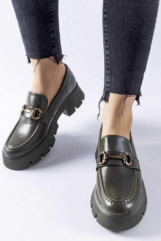 Grüne Slipper mit Schnalle Cerzeto