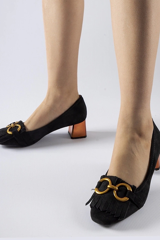 Schwarze Pumps mit Blockabsatz von Basso