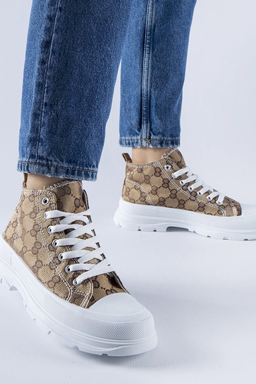 Braune Sneaker mit Terenzio-Monogramm verziert