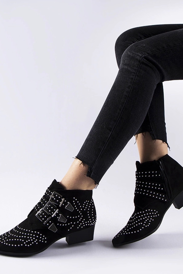 Schwarze dekorative Stiefeletten mit niedrigem Absatz Forever