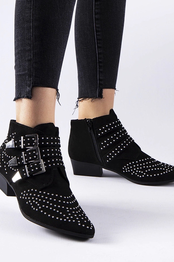 Schwarze dekorative Stiefeletten mit niedrigem Absatz Forever 2