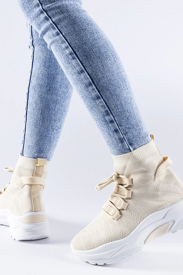 Beige High-Top-Sneakers...