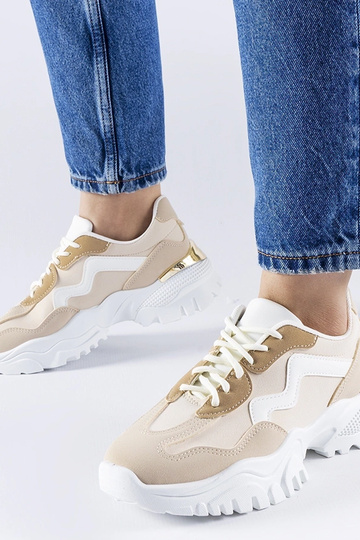 Beige Sneakers mit massiver...