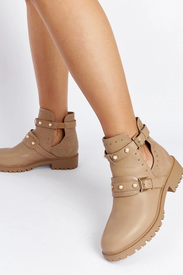 Beige Stiefeletten mit...