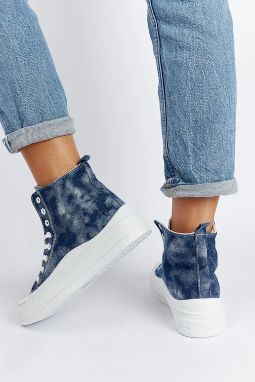 Marineblaue Plateau-Sneakers Vicente