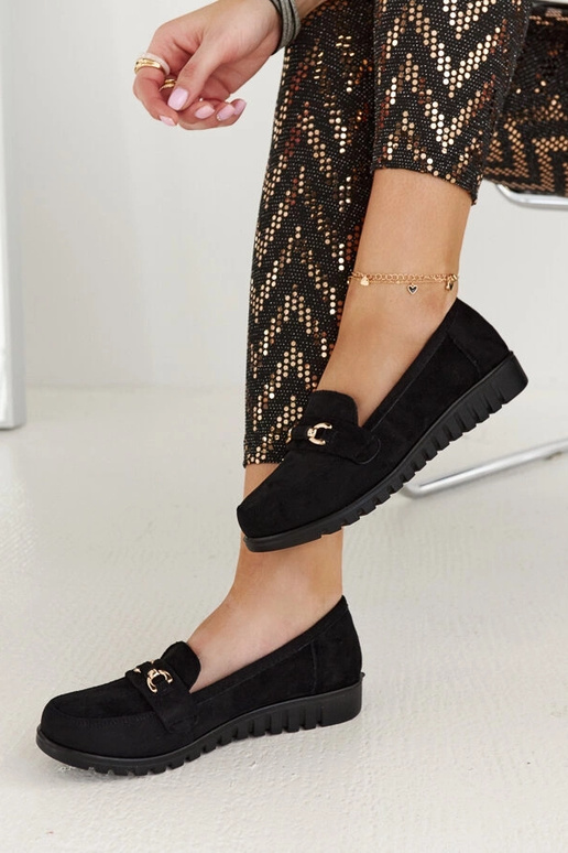 Schwarze Wildleder-Loafer für Damen...