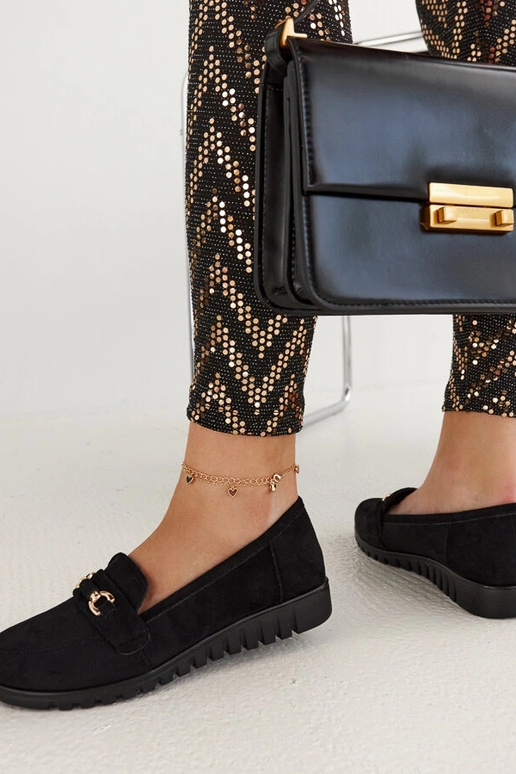 Schwarze Wildleder-Loafer für Damen...