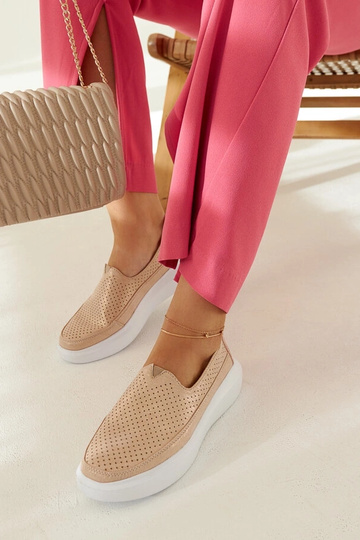 Goldene durchbrochene Slipper für Damen mit dicker Sohle Marcie