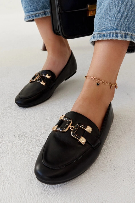 Schwarze Comerio-Mokassins mit Schnalle