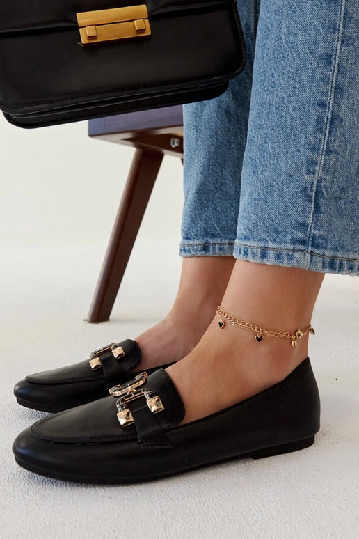 Schwarze Comerio-Mokassins mit Schnalle