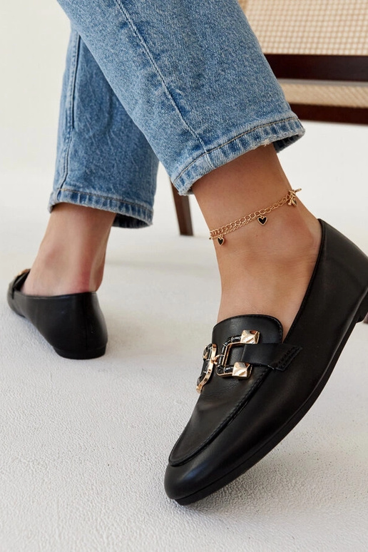 Schwarze Comerio-Mokassins mit Schnalle