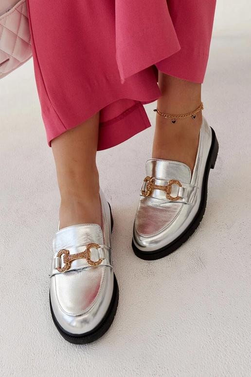 Aleyna Silberne Mokassins mit Zirkonia Aleyna Silberne Mokassins mit Zirkonia