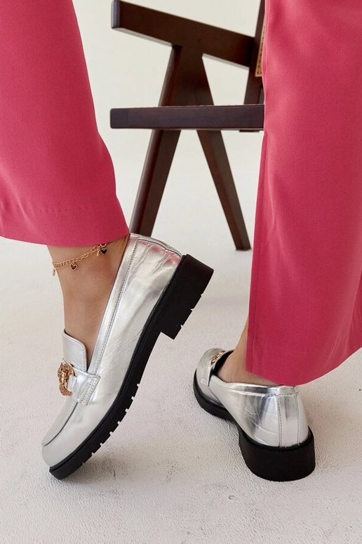 Aleyna Silberne Mokassins mit Zirkonia Aleyna Silberne Mokassins mit Zirkonia