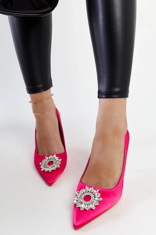 Rosa satinierte Stilettos mit...