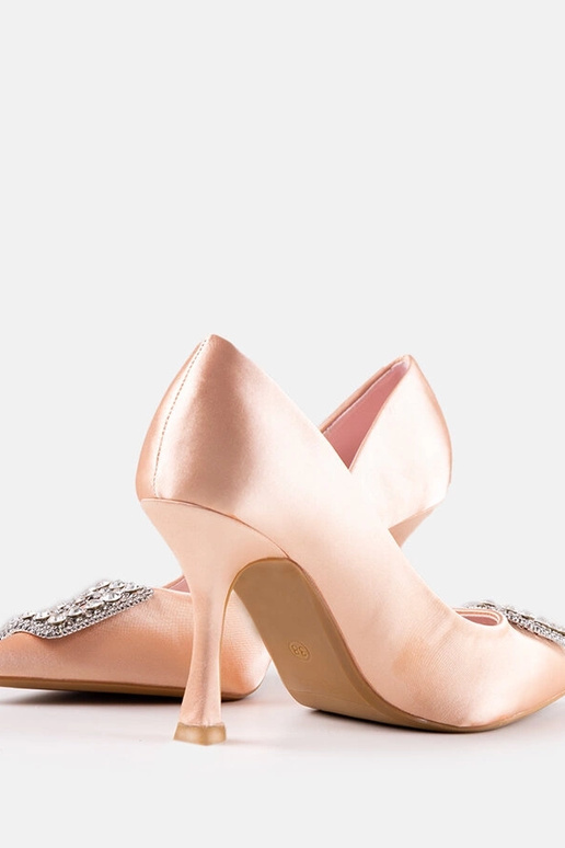 Beige satinierte Stilettos mit...