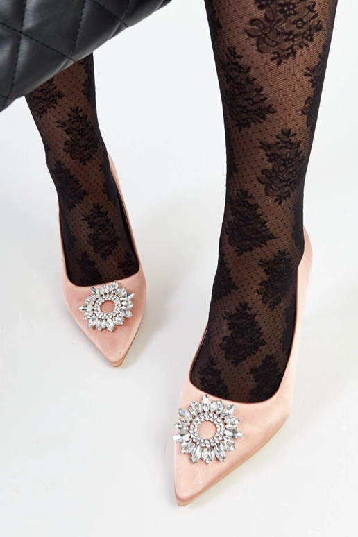 Beige satinierte Stilettos mit...