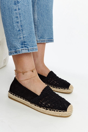 Schwarze durchbrochene Espadrilles von Gordana 2