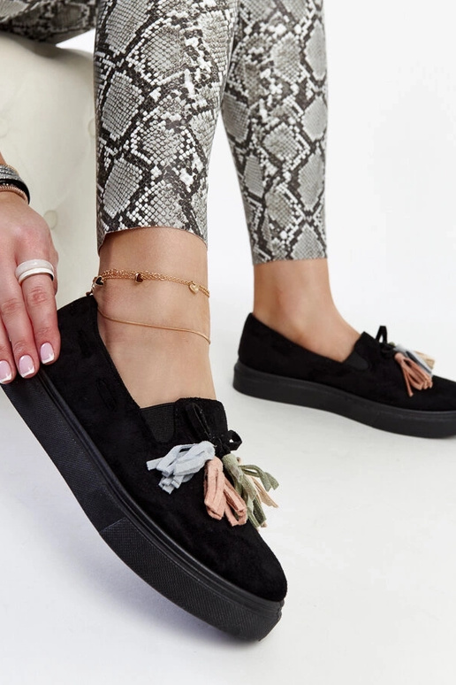 Schwarze Halbstiefel mit bunten...