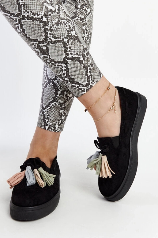 Schwarze Halbstiefel mit bunten...