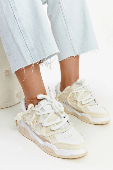 Beige Sneakers mit Stoffeinsätzen Melilot