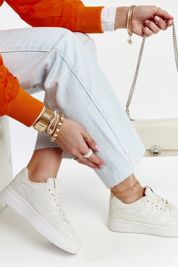 Beigefarbene Mentha Plateau-Sneaker