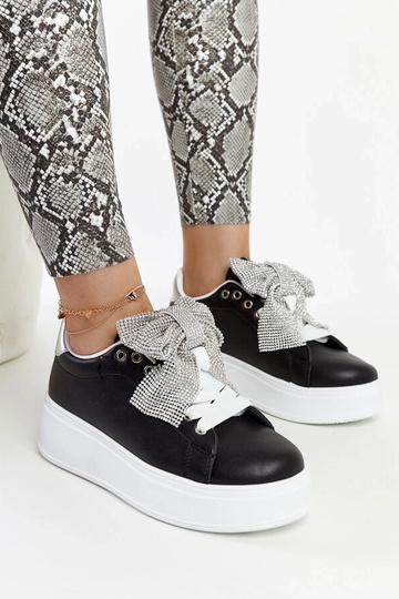Schwarze Sneakers auf hohem Plateau Rensje