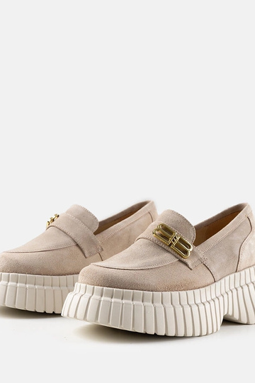 Beige Wildleder-Schnürschuhe Karino auf Plateau