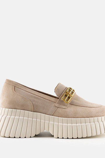 Beige Wildleder-Schnürschuhe Karino auf Plateau 2