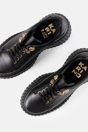 Schwarze Leder-Plateau-Sneakers Karino 2