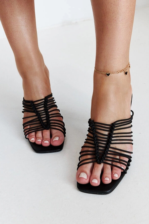 Schwarze Damen Flip-Flops mit hohem...