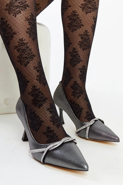 Graphitfarbene Stilettos mit...