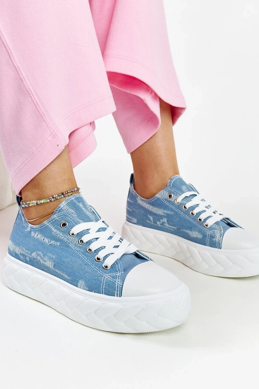 Blaue Sneakers mit hohem Plateau Almaz