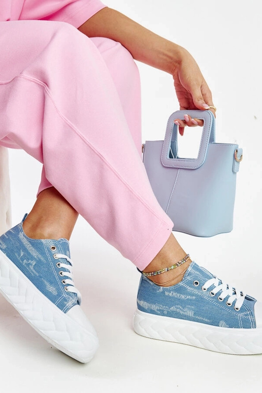 Blaue Sneakers mit hohem Plateau Almaz