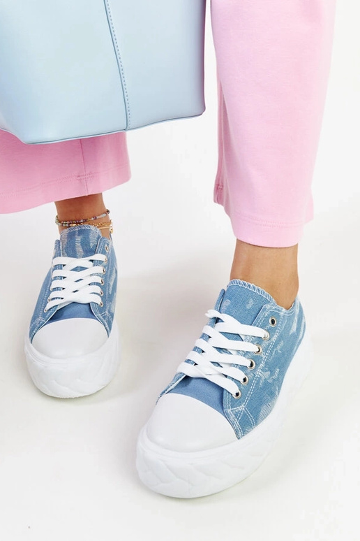 Blaue Sneakers mit hohem Plateau Almaz