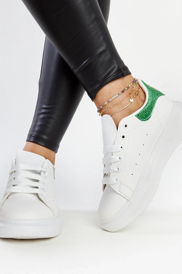 Weiße und grüne Sneakers aus Ökoleder Fatimah 2