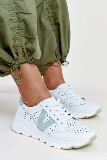 Weiße Leder-Sneaker mit...