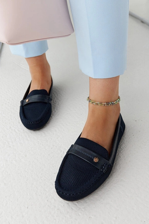 Marineblaue Stoffmokassins Fombio