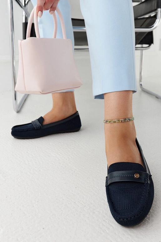 Marineblaue Stoffmokassins Fombio