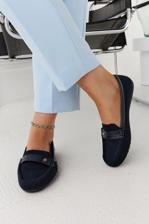 Marineblaue Stoffmokassins Fombio