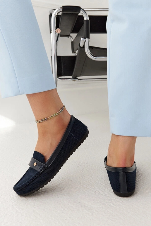 Marineblaue Stoffmokassins Fombio