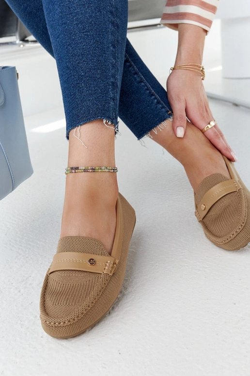 Beige Stoffmokassins Fombio