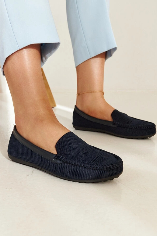 Marineblaue Stoff-Loafer Fiammetta