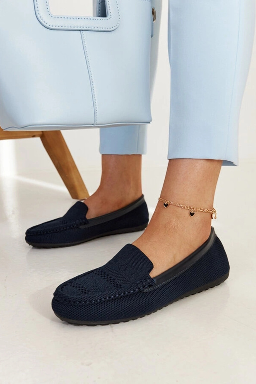 Marineblaue Stoff-Loafer Fiammetta