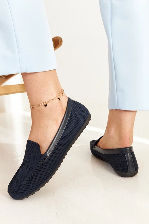 Marineblaue Stoff-Loafer Fiammetta