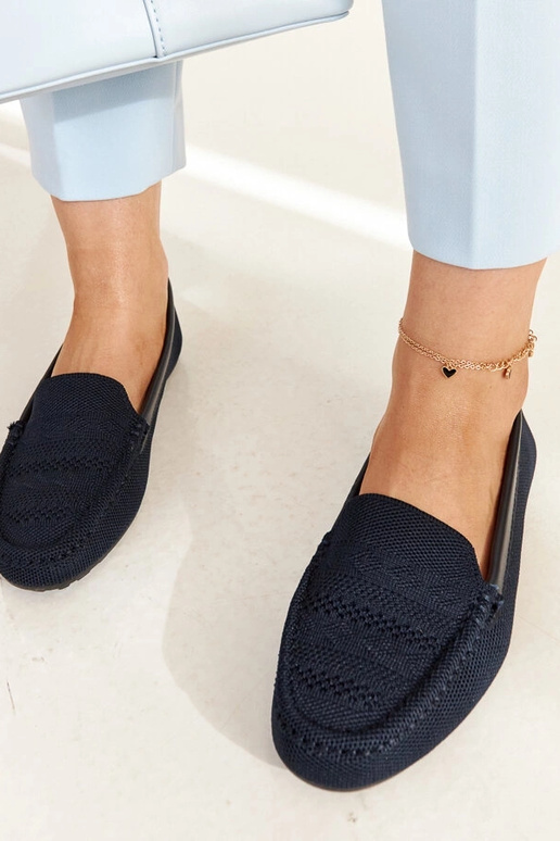 Marineblaue Stoff-Loafer Fiammetta