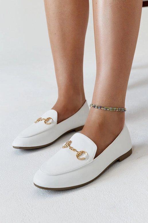 Weiße Mokassins mit Erminia-Schnalle