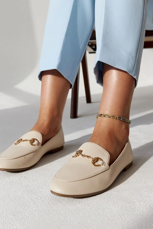 Beige Mokassins mit Schnalle Erminia