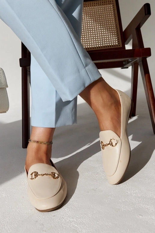 Beige Mokassins mit Schnalle Erminia